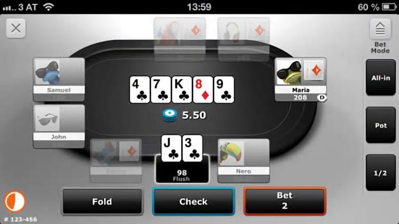 Игровой стол PartyPoker на айфоне